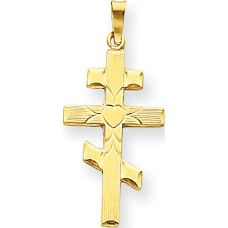 - Leslies Fine Jewelry Designer 14k Yellow Gold Eastern Orthodox Cross (16x34mm) Pendant Gift