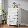 thumbnail image 3 of Tcbosik Dresser with 5 Storage Drawers, 44" Tall Chest of Drawers, Closet Organizer for Bedroom, Living Room, White, 3 of 7