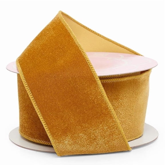 2 1/2" X 10 Yards Premium Velvet Wired Ribbon - Gold