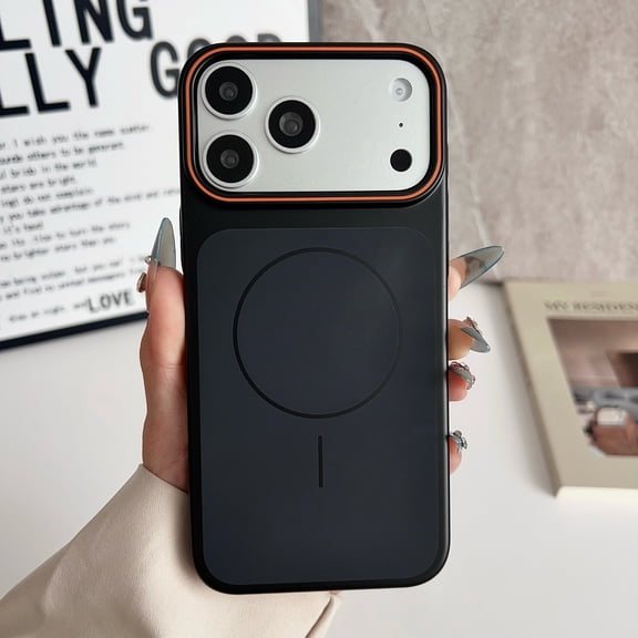 Magnetic for iPhone 17 Pro Max Case, [Compatible with MagSafe] Luxury Slim Thin Shockproof Metallic Paint Hard PC Glossy Skin Friendly Drop Protective Phone Case for iPhone 17 Pro Max, Black