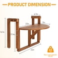 thumbnail image 5 of Ktaxon Hanging Deck Table, Adjustable Acacia Wood Folding Balcony Railing Table, Multifunctional Waterproof Bar Table for Patio Garden Baluster Windows, Semicircular, 5 of 8