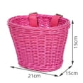 thumbnail image 2 of Kids Bike Handlebar Basket, Imitation Rattan Hand Woven, Stylish Rose Red, Detachable Accessory, Suitable for Children's Bike Handlebars Rose Red, 2 of 9