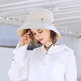 thumbnail image 6 of Womens Cotton Wide Brim Sun Hats UPF50+ UV Packable Beach Hat Summer Bucket Cap for Travel, 6 of 7