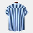 thumbnail image 4 of QUINDOS Button Down Mens Hawaiian Shirt Short Sleeve Casual Summer Shirts Beach Vacation Loose Pocket Striped Shirts, 4 of 8