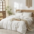 thumbnail image 2 of White Solid Color Washed Cotton Duvet Cover Plain Breathable Simple And Stylish Bedding Sets,Full Size, 2 of 4