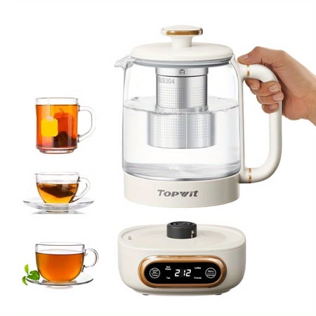 0.8L Electric Tea Kettle with Infuser - Temperature Settings & Automatic Shut-Off, Brewing Programs for Loose Leaf Tea | Hot Tea Maker