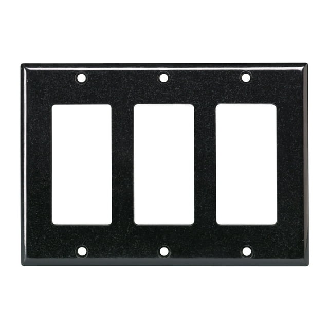 Placa de pared Leviton Decora GFCI de 3 elementos, estándar, termoestable, negra