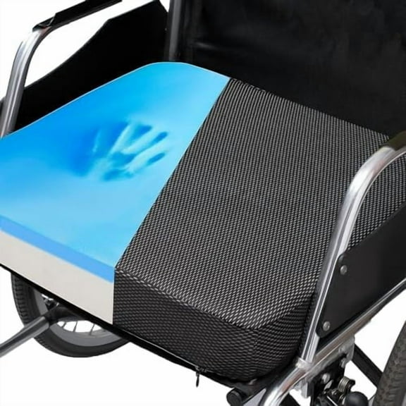 Ifoam Gel Infused Memory Foam Layer Wheelchair Cushion - Seat Cushion for Wheelchair-Office Chair, Kitchen Chair, Car Seats-Pressure Sore and Tailbone Pain Relief-High Dense Polyfoam Base(Black)