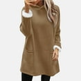thumbnail image 2 of safuny Fleece Sweatshirts for Women Loose Long Sleeve Hoodie Fall Winter Warm Plus Size Pullover Tops with Pockets Brown _b S, 2 of 4
