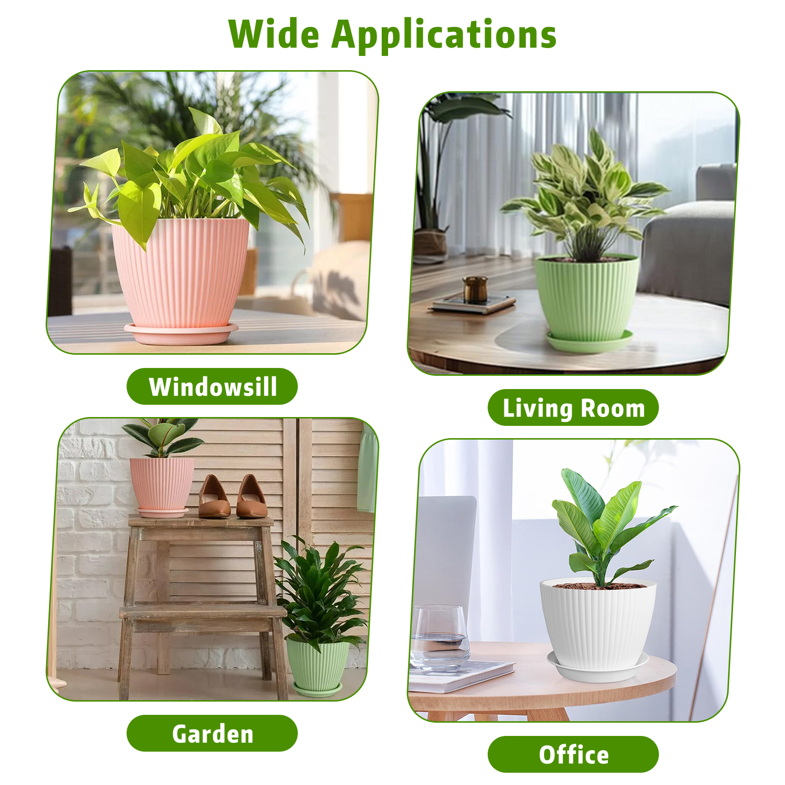 Xueyu 5-Pack Plastic Plant Pots with Saucers, Multicolor photo 8