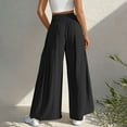 thumbnail image 6 of HongQid Women Summer Flowy Cotton Linen Palazzo Wide Leg Pants Beach High Waisted Trousers Boho Long Lounge Pant with Pockets, 6 of 9
