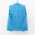 thumbnail image 5 of IROINNID Women's Sleeveless Denim Jacket Turndown Lapel Cover-up Spring And Autumn Coats Solid Denim Jacket Outerwear, Sky Blue, 5 of 6