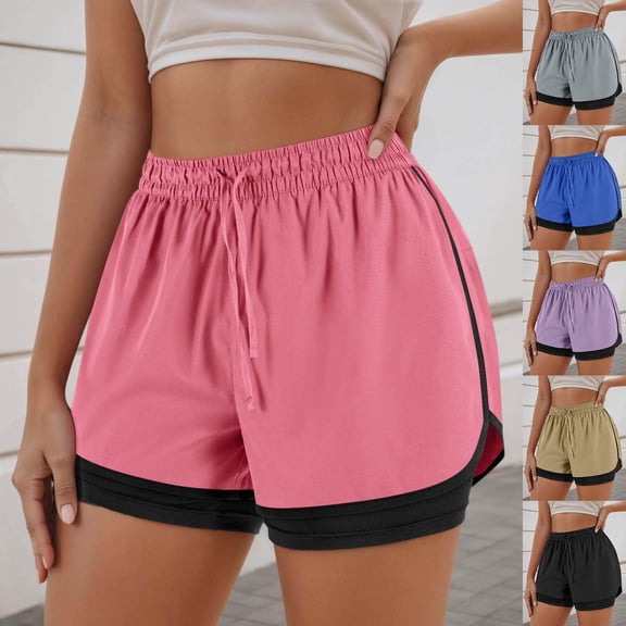Athletic Shorts For Women Women's 2 in 1 Running Shorts Quick Dry Athletic Gym Workout Shorts with Liner Phone Pockets