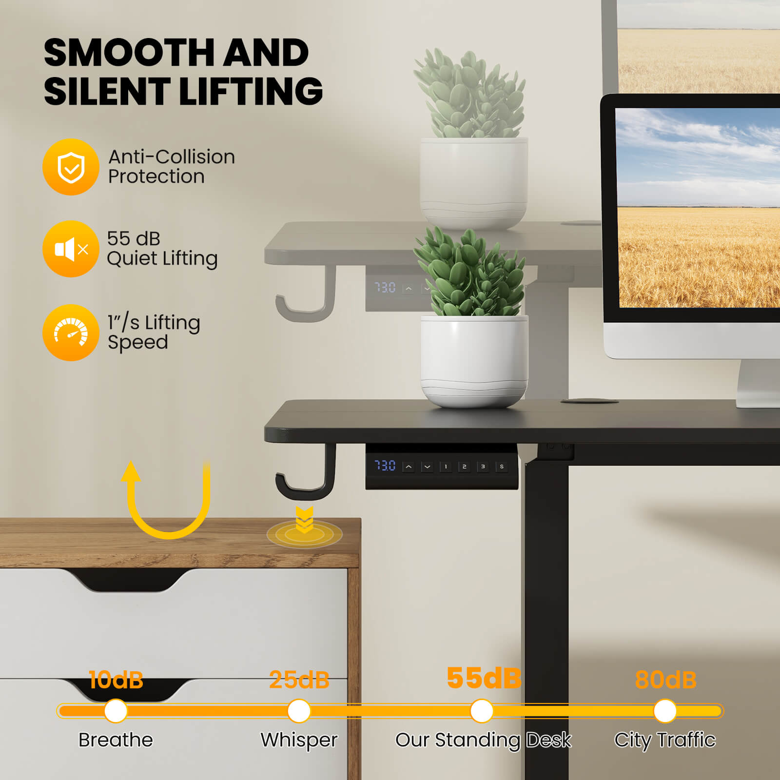 Costway 63 x 24 Inch Sit Stand Desk Height Adjustable Electric Standing Desk Black
