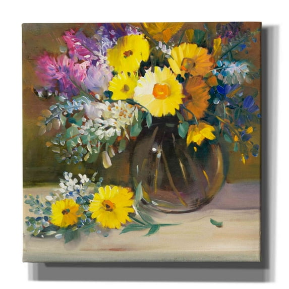 Epic Graffiti 'Floral Still Life II' by Tim O'Toole, Canvas Wall Art, 12"x12"