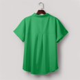 thumbnail image 6 of IYYVV Button Down Short Sleeve Shirts for Women V Neck Loose Roll Up Collared Shirt Casual Summer Tops with Pockets Green L, 6 of 7