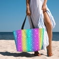 thumbnail image 4 of Yiaed Rainbow Scales2 Print Large Capacity Beach Travel Bag - Waterproof Zipper Vacation Tote for Sandproof Storage, and Camping, 4 of 5