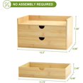thumbnail image 3 of Bamboo Desk Organizer with Drawers Desktop Storage Drawers for Bills Office Supplies Kitchen Utensils Organizing Tool for Home Classroom Organization No Assembly (Nature 2 Drawer), 3 of 8