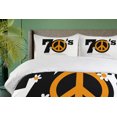 thumbnail image 4 of Ambesonne Hippie Duvet Cover Sets, 70's Peace Daisies, 2-Queen, Black Marigold White, 4 of 7