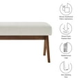 thumbnail image 3 of Accent Chair Bench, Ivory White, Fabric, Wood, Living Room Lounge Cafe Lobby Hospitality Restaurant, Modern Contemporary, HB37632, 3 of 9
