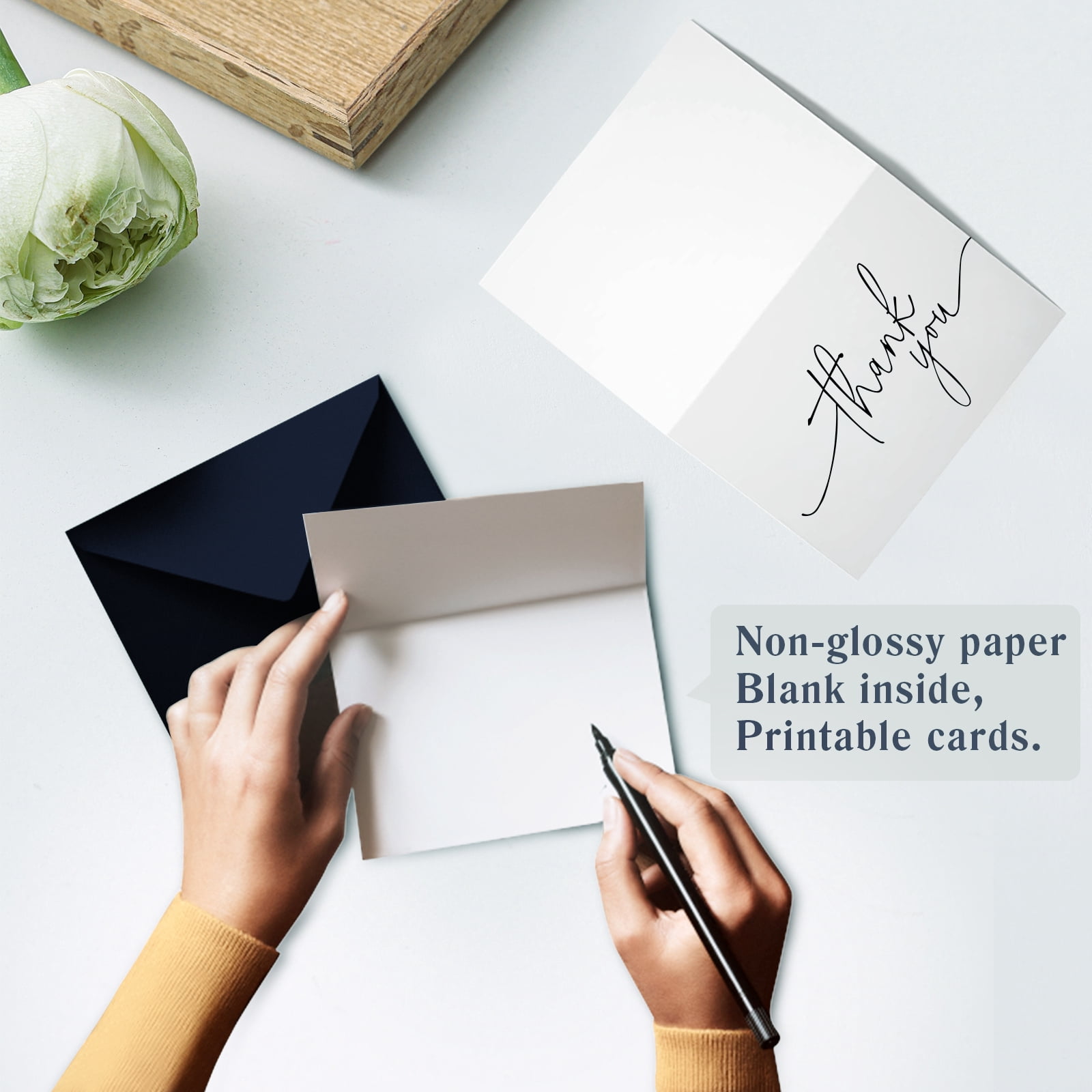 Goefun Thank You Paper Greeting Cards, Navy Blue, 144 Pieces