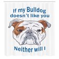 thumbnail image 3 of Ambesonne Bulldog Shower Curtain, Humorous Typographic Design, 69"Wx70"L, White Blue and Brown, 3 of 5