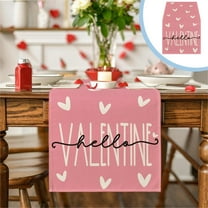 Valentine's Day Table Runner 90.55×12.99inch Pink Heart Table Covers Linen Love Heart Table Decor for Wedding Anniversary Holiday Home Indoor Outdoor Party Supply 4 Sizes Available