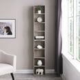 thumbnail image 4 of 71" Tall Narrow Bookcase with Storage Cabine,8 Tier Cube Bookshelf Display Shelf Stand for Home Office, Living Room,Gray, 4 of 7