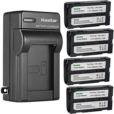 Kastar 4-Pack Battery and AC Wall Charger Replacement for Panasonic CGR-B202A CGR-B/403 CGR-B/814 PV-DBP5 VW-B202 Battery Panasonic AG Series AG-BP25 AG-EZ1 AG-EZ1U AG-EZ20 AG-EZ30P AG-EZ30U