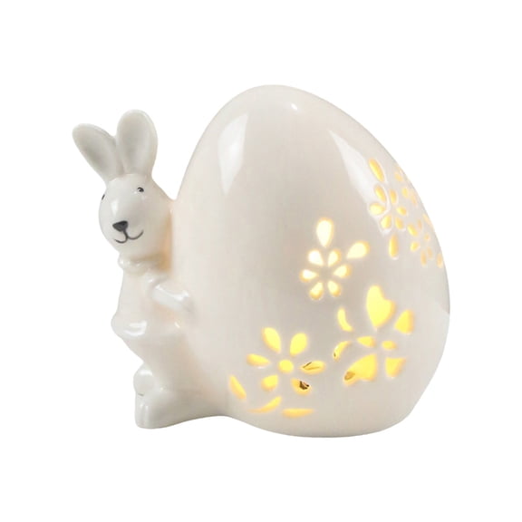 LED Ceramic Easter Eggs Easter Rabbit Hollow Lamp Spring Decoration Night Light Party Decoration for Spring Easter