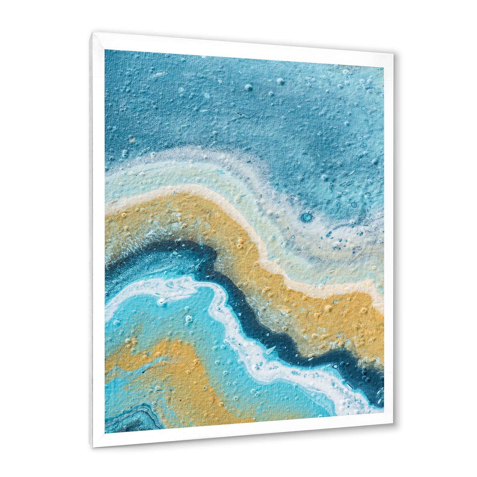 Designart 'Abstract Composition In Blue and Yellow VI' Modern Framed Art Print