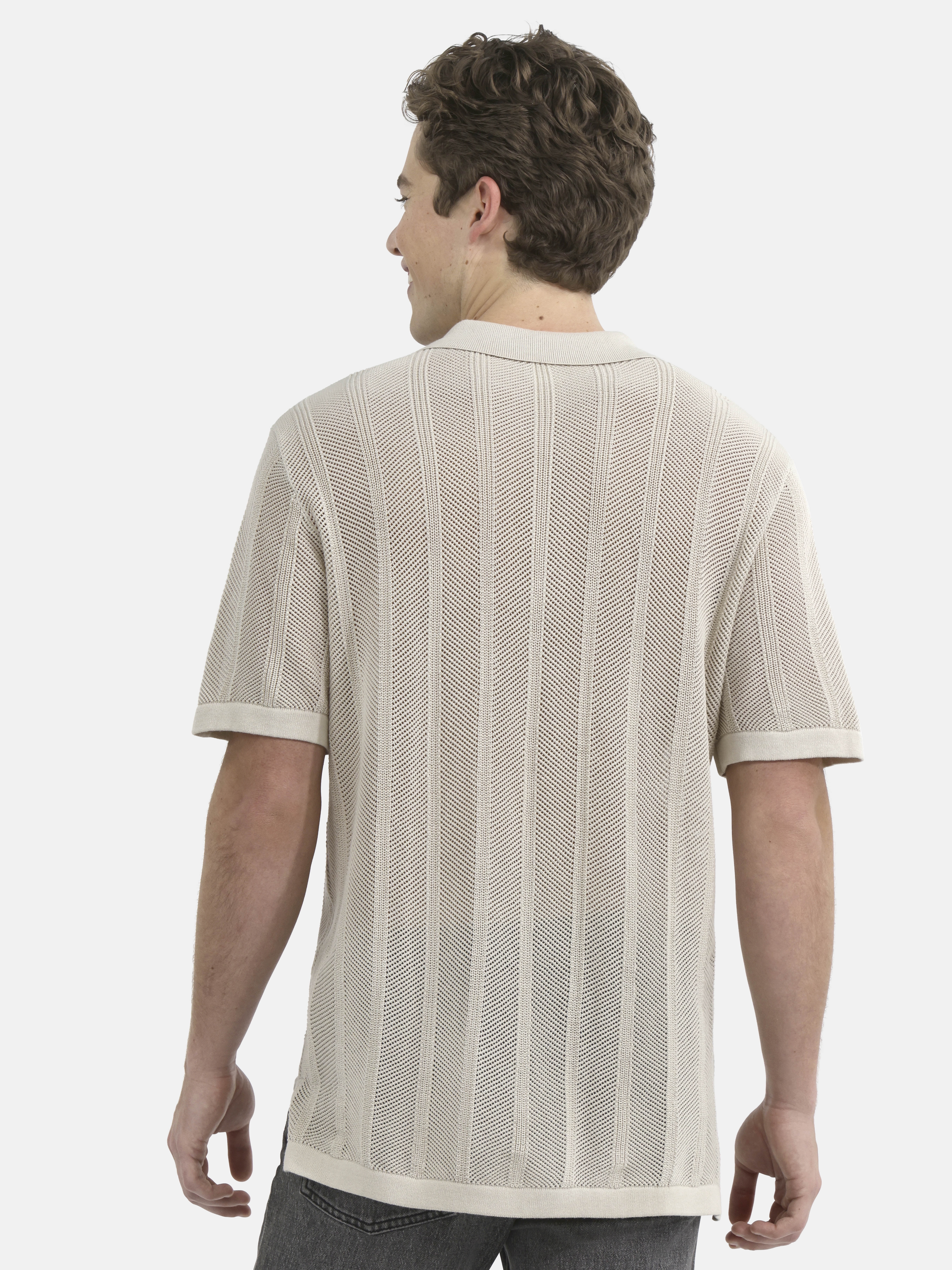No Boundaries Drop Needle Stich Polo Sweater, Men's and Big Men's