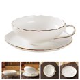 thumbnail image 3 of 1 Set Ceramic Coffee Cup With Plate Household Delicate Tea Cup (White), 3 of 8