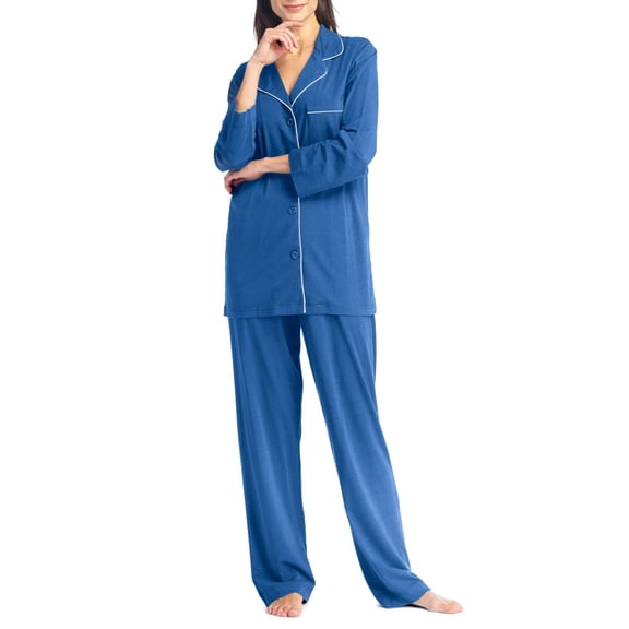 Fishers Finery Women's EcoFabric Full Length Pajama Set; Long Sleeve (Blue, XXL)