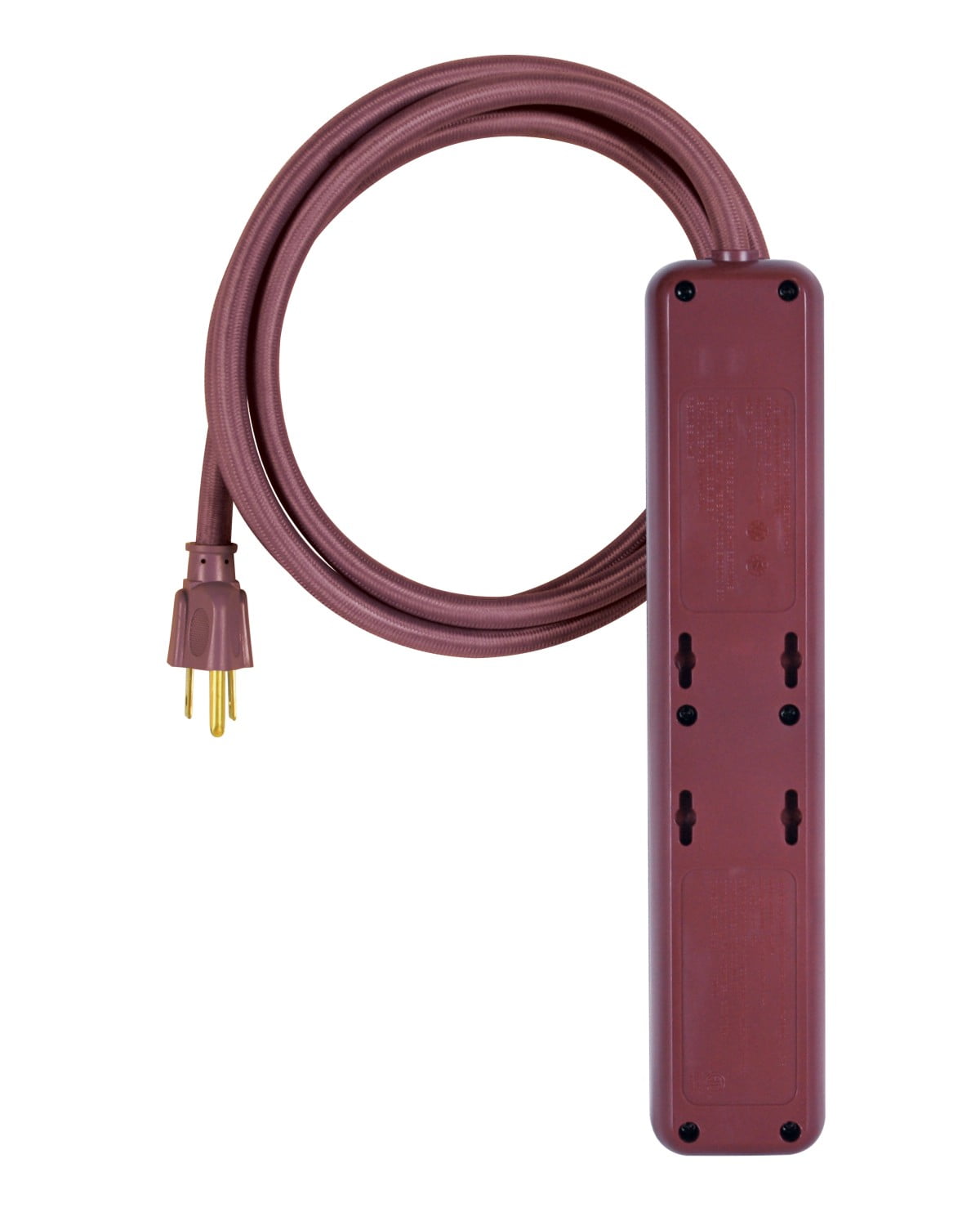 Mainstays 6' 14/3 SJT 3-Outlet Red Burgundy Retro Design Power Strip W/ 2 USB Ports