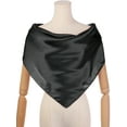thumbnail image 2 of INSPIRE CHIC Women's Satin Neck Scarf Square Silky Solid Neckerchief Head Wrap Bandanas Black 90x90cm/35.4x35.4 inches(LxW), 2 of 6