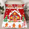 thumbnail image 2 of Homewish Happy New Year Full Size Sheets,Chic Christmas Tree Bed Sheets,Cute Cartoon Gingerbread Man Sheet Sets For Boys Girls,Luxury Bedroom Decor,4pcs, 2 of 7
