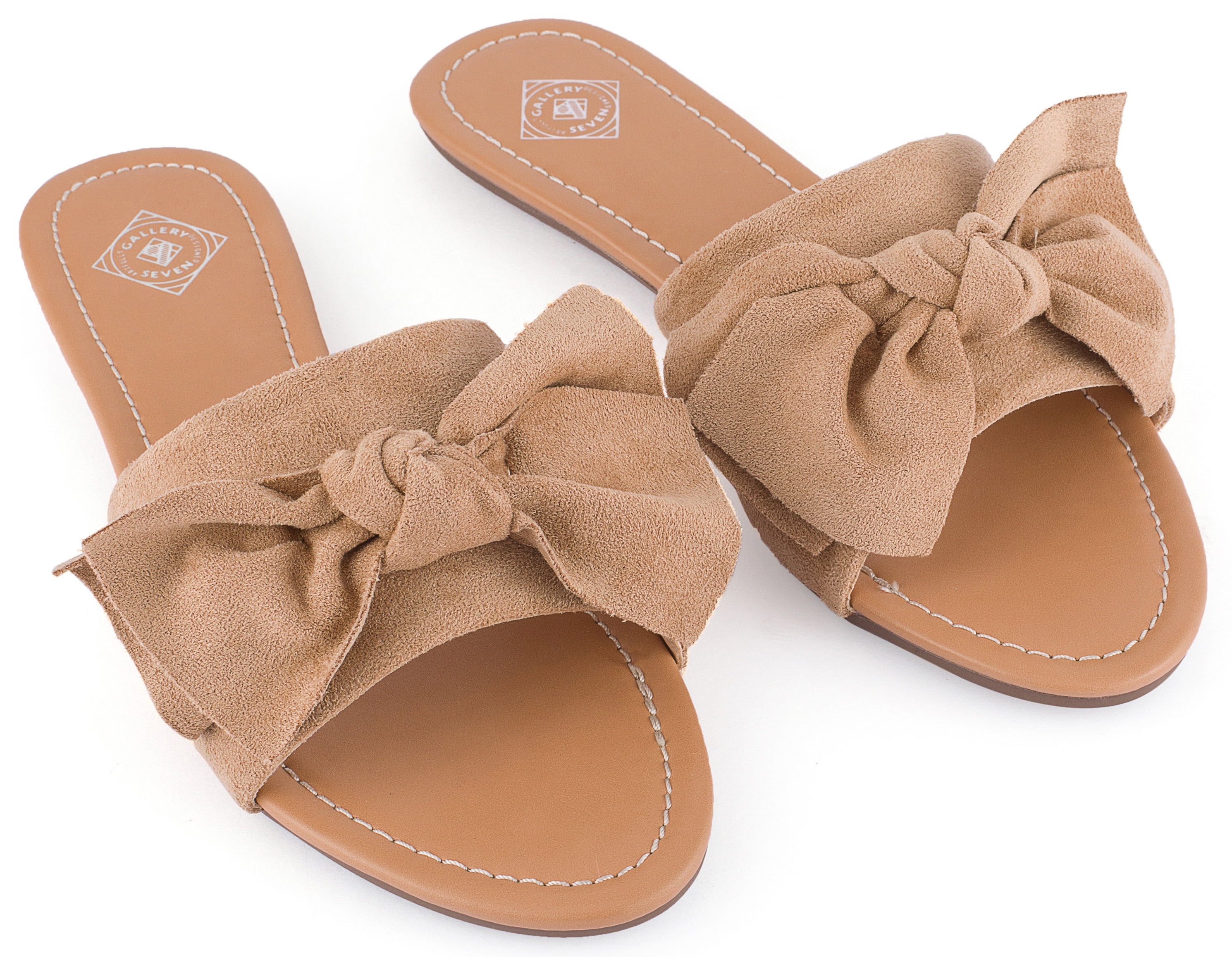 suede bow sandals
