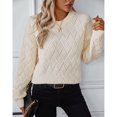 thumbnail image 5 of SWSMCLT Women's Soft Knit Sweater Long Sleeve Pullover Sweaters Thermal Knitted Short Winter Top Warm Fashion Crewneck Spring Drop Shoulder Loose Fit Beige Large, 5 of 5