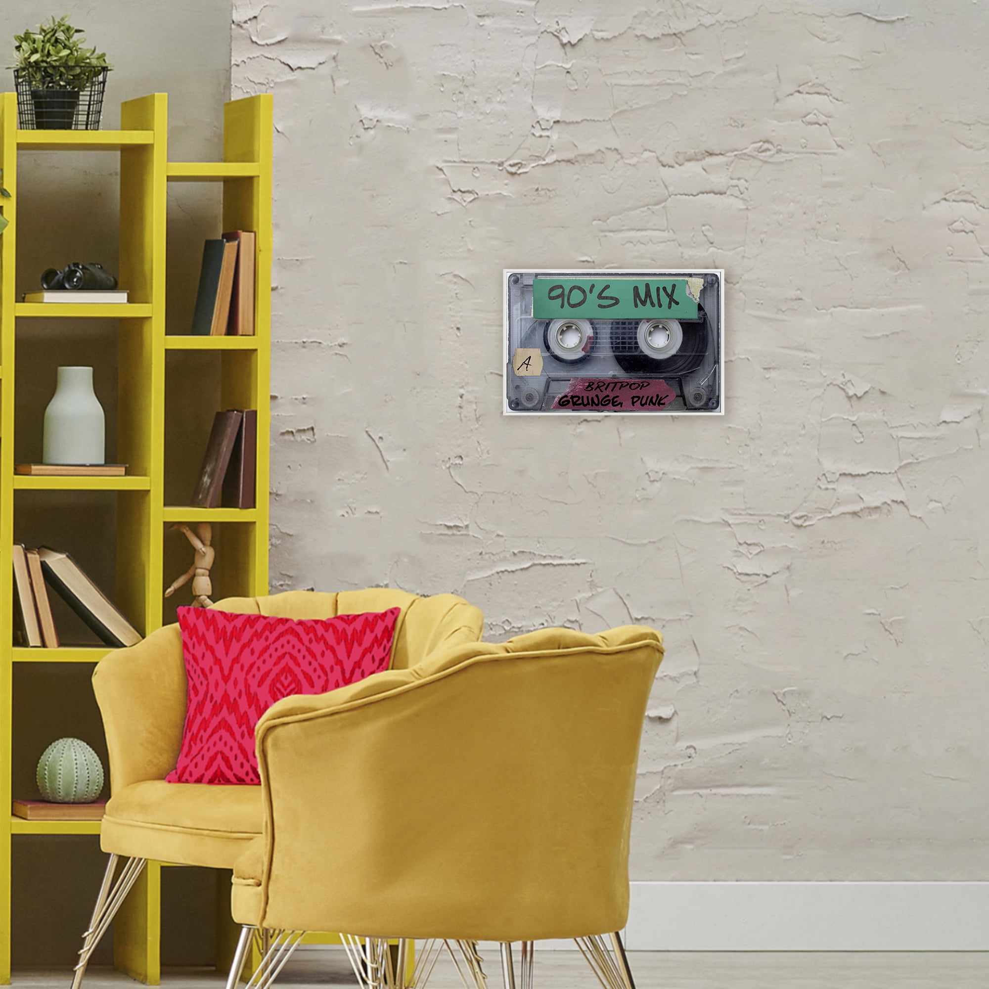 Stupell Industries Retro 90s Mix Cassette White Framed Giclee Art, design by Annabelle Hall