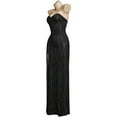 thumbnail image 3 of Women Black and White Striped Dress Adult Sexy Slim Slit Dress Strapless Evening Gown, 3 of 7