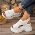 thumbnail image 6 of HomeDM Womens Wedge Platform Sandals Open Toe Ankle Strap Casual Slip-On Summer Beach Sandals, White Size 6.5, 6 of 9