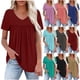 thumbnail image 1 of Tops para salir,Blusa plisada informal con cuello en V para mujer, manga corta, poliéster, ligera y cómoda, ideal para usar en casa, sopatenor, 1 of 9