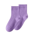 thumbnail image 4 of Unisex boys Girls Cotton Socks Solid Color Soft Stretchy Ankle Socks Kids Casual Comfy Socks for Everyday Wear Purple 3-5 Years, 4 of 6