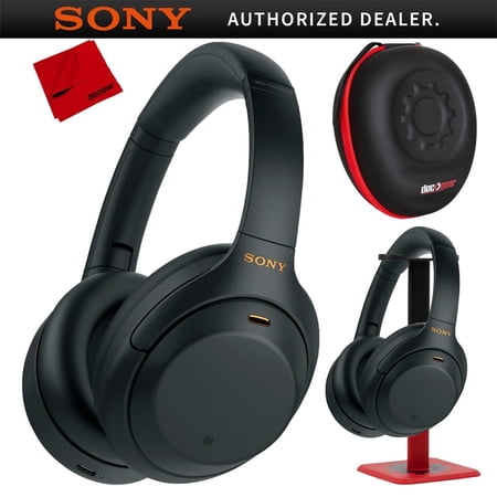 Sony WH1000XM4/B Premium Noise Cancelling Wireless Over-the-Ear Headphones (Black) Bundle with Deco Gear Hard Case + Headphone Stand + Cleaning Cloth Official Sony USA Partner
