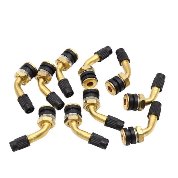 10Pcs Válvula para Coche de Cobre de 45 Grados de Llanta Neumático Sin Cámara de Vacío