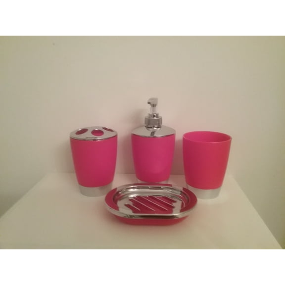 Heavenly Designs Watson Bathroom Accessories - Red and Silver Acrylic Bathroom Set - Any Age Group