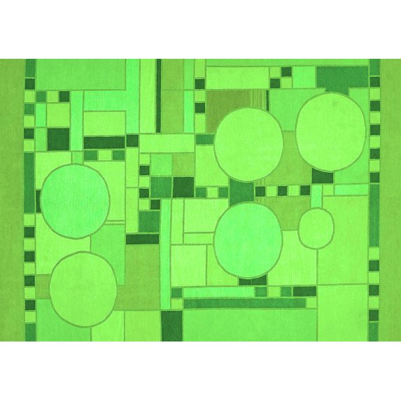Ahgly Company Indoor Rectangle Abstract Green Modern Area Rugs, 2' x 3'