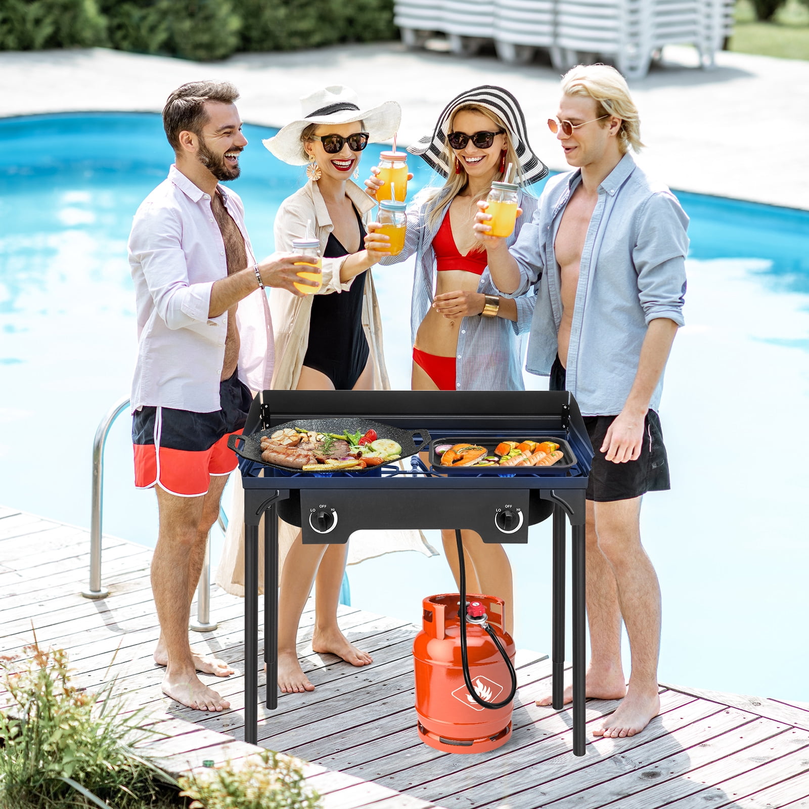 Zimtown Outdoor Stove Gas Cooker 2 Burner Camping Stove 150000 BTU Cooker