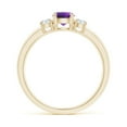 thumbnail image 2 of ANGARA Natural Classic Amethyst and Diamond Three Stone Engagement Ring in 14K Yellow Gold for Women (Size-5mm) | February Birthstone, Anniversary, Jewelry Gift for Women | Natural Amethyst Ring, 2 of 9